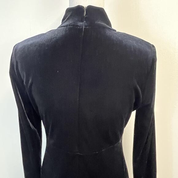 K.C. Spencer New York Dress Women's Petite Size 6 Black Velour Vintage Evening - Picture 6 of 8
